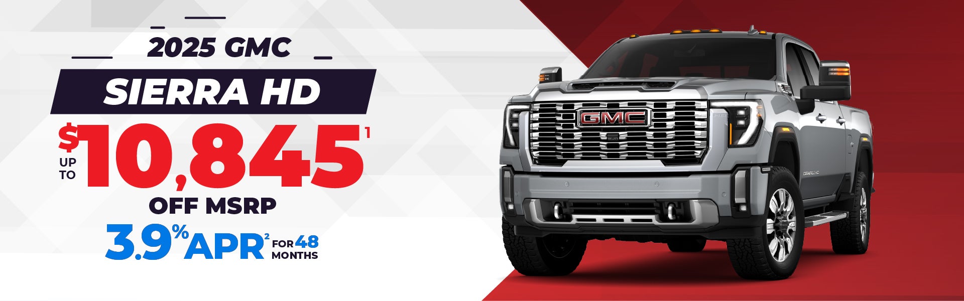2025 GMC Sierra HD - up to $10,845 off MSRP or 3.9% APR