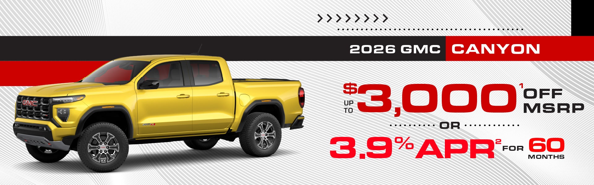 2026 Canyon - up to $3000 off MSRP or 3.9% APR